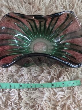 Rare Murano Hand Blown Glass Folded Bowl